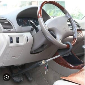 heavy duty steering wheel lock – anti theft car security device with universal fit and high strength steel construction