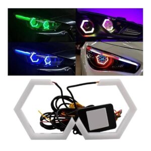 hexagon angel eyes rgb ring lights – multicolor car headlight upgrade