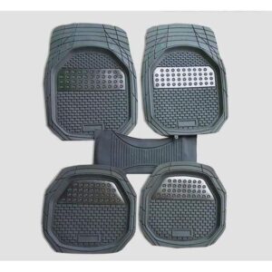 5pcs black & silver car floor mats – universal heavy duty interior protection