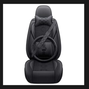black premium synthetic leather car seat covers – durable & stylish