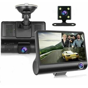 3 camera dashcam – front, reverse & in car camera 1080p hd | wide angle recording, night vision & loop recording