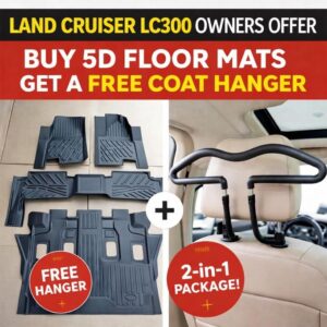 5D TPE Floor Mats for Toyota Land Cruiser LC200 + Free Headrest Coat Hanger – Heavy Duty All-Weather Set – Nairobi Kenya