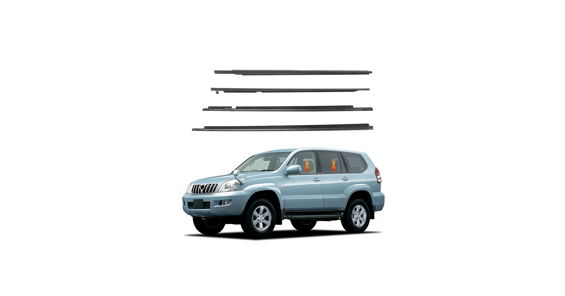 Toyota Land Cruiser Prado FJ120 Chrome Weather Strips – Door Chrome Trim for 2003–2009 Prado 120 Series