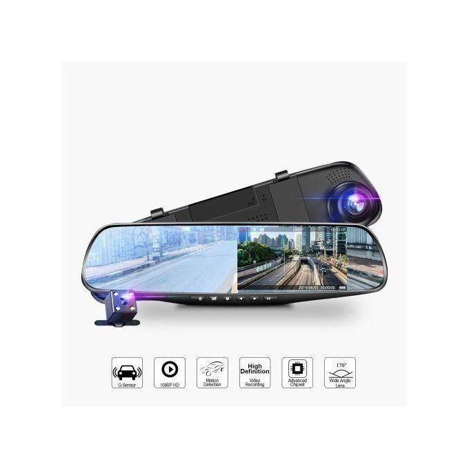 1080P HD Rearview Mirror Dash Cam – Dual Lens Car Video Recorder with Rear Camera, Loop Recording & Night Vision