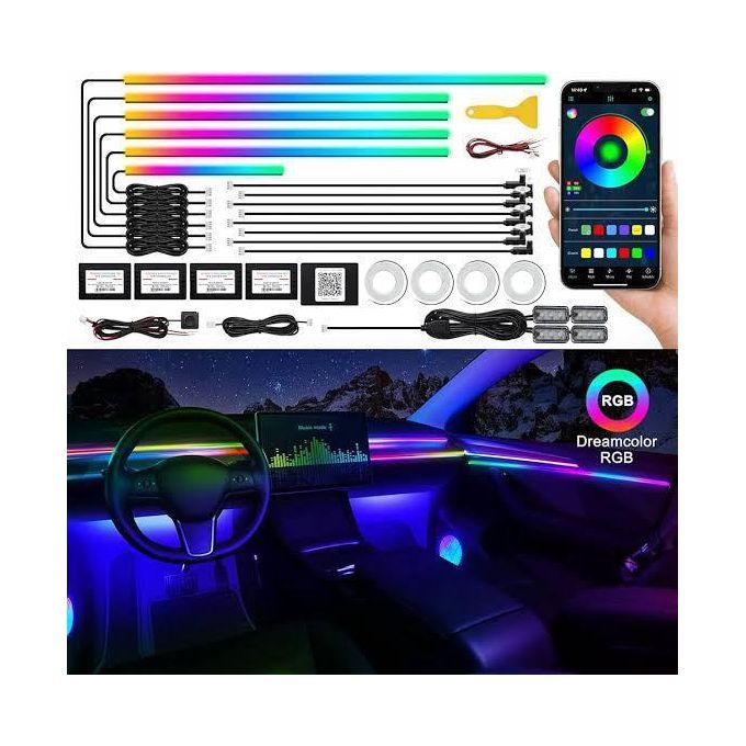 22-in-1 RGB Car Interior Atmosphere Lights – Multi-Color LED Ambient Lighting Kit