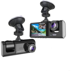 3-in-1 Car Dashcam – Front, Rear & Interior Recording HD Camera