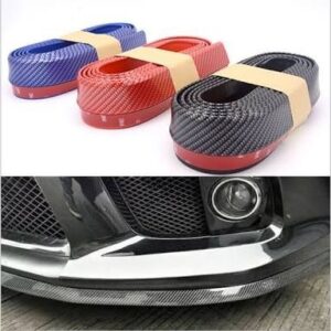 Samurai Carbon Black & Red Front Bumper Lip Protector Strip – Universal Car Spoiler Guard