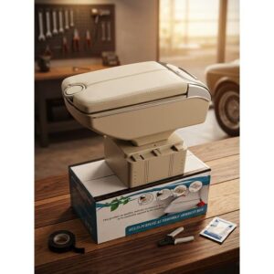 Beige Car Armrest Box with Storage Compartment – Centre Console Organizer