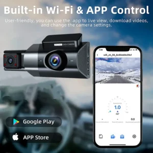 3-in-1 WiFi Car Dash Camera 1080P with Front and Rear Recording